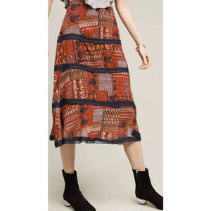 Women's Eva Franco Skirt Size 12 (L) Red Patchwork